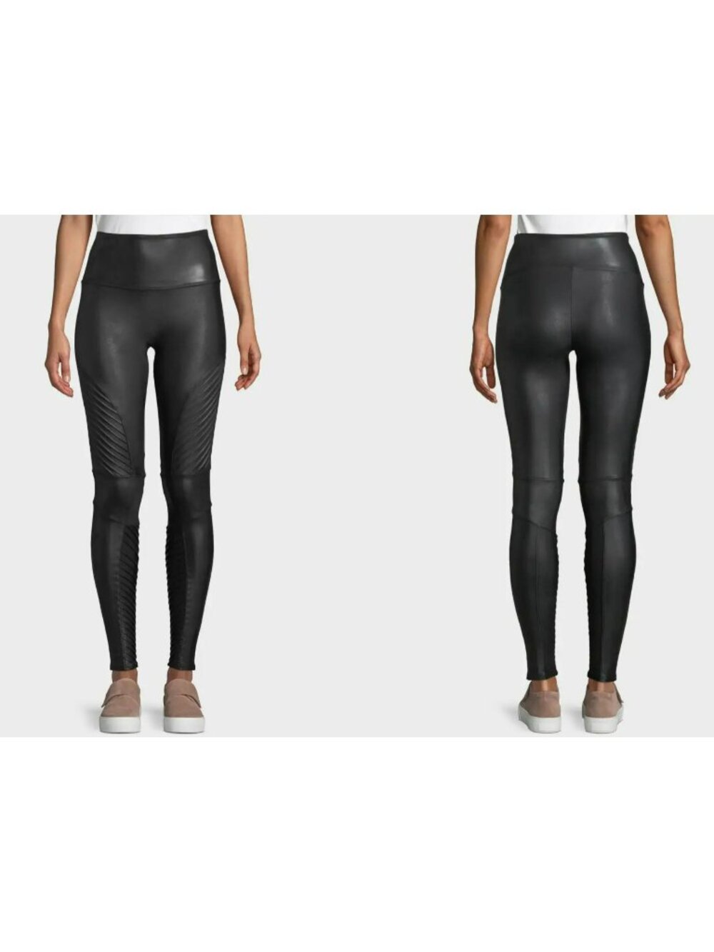 Spanx Faux Leather Moto High Rise Womens XS Leggings Black